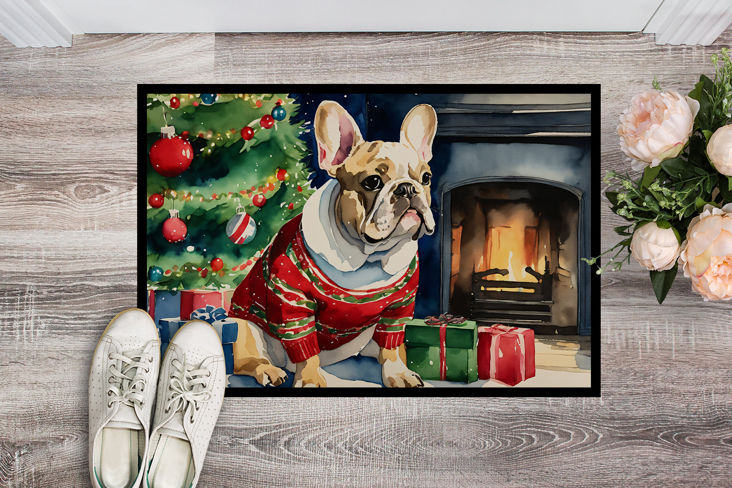 French Bulldog Cozy Christmas Doormat