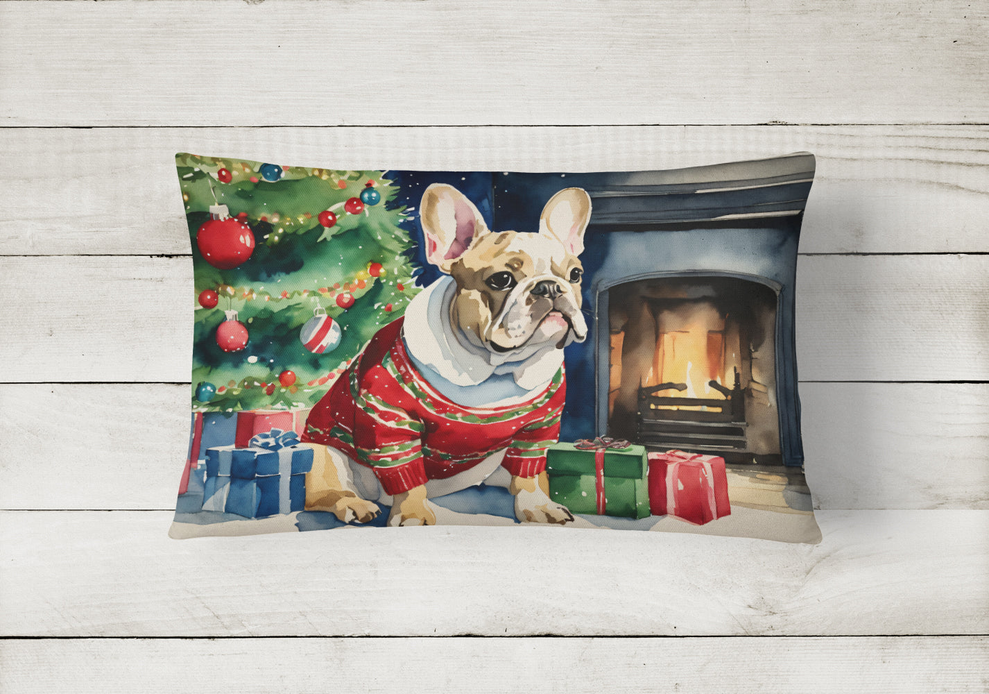French Bulldog Cozy Christmas Throw Pillow