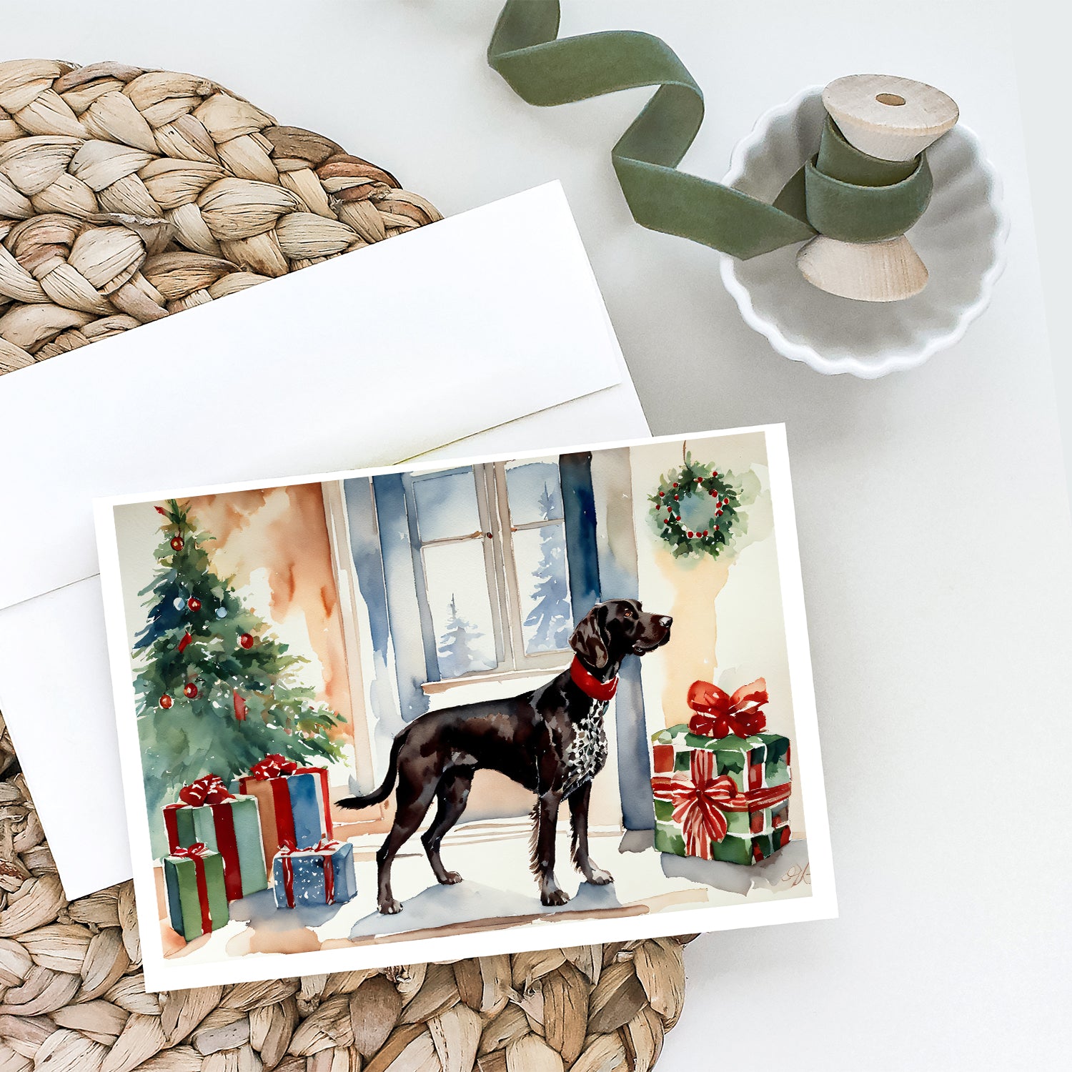 German Shorthaired Pointer Cozy Christmas Greeting Cards Pack of 8