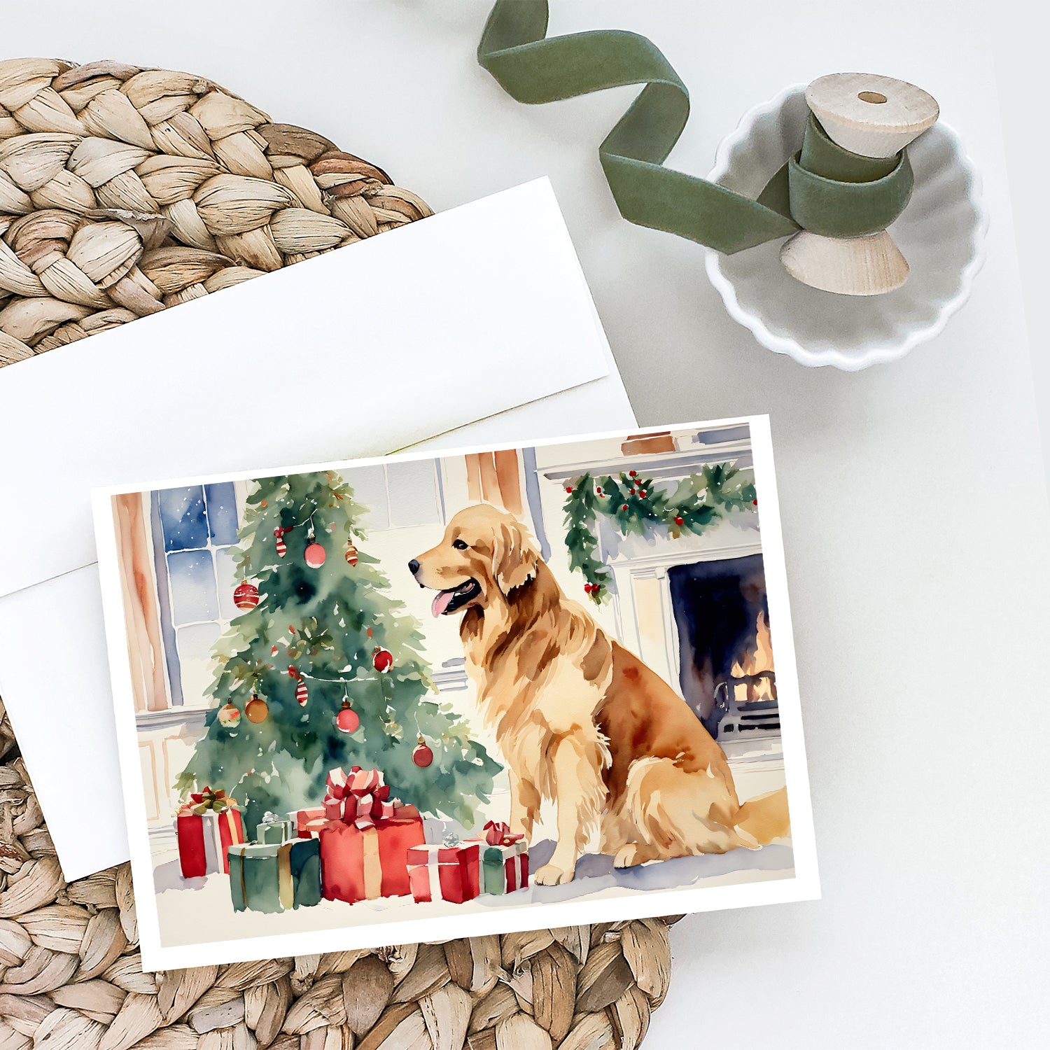 Golden Retriever Cozy Christmas Greeting Cards Pack of 8