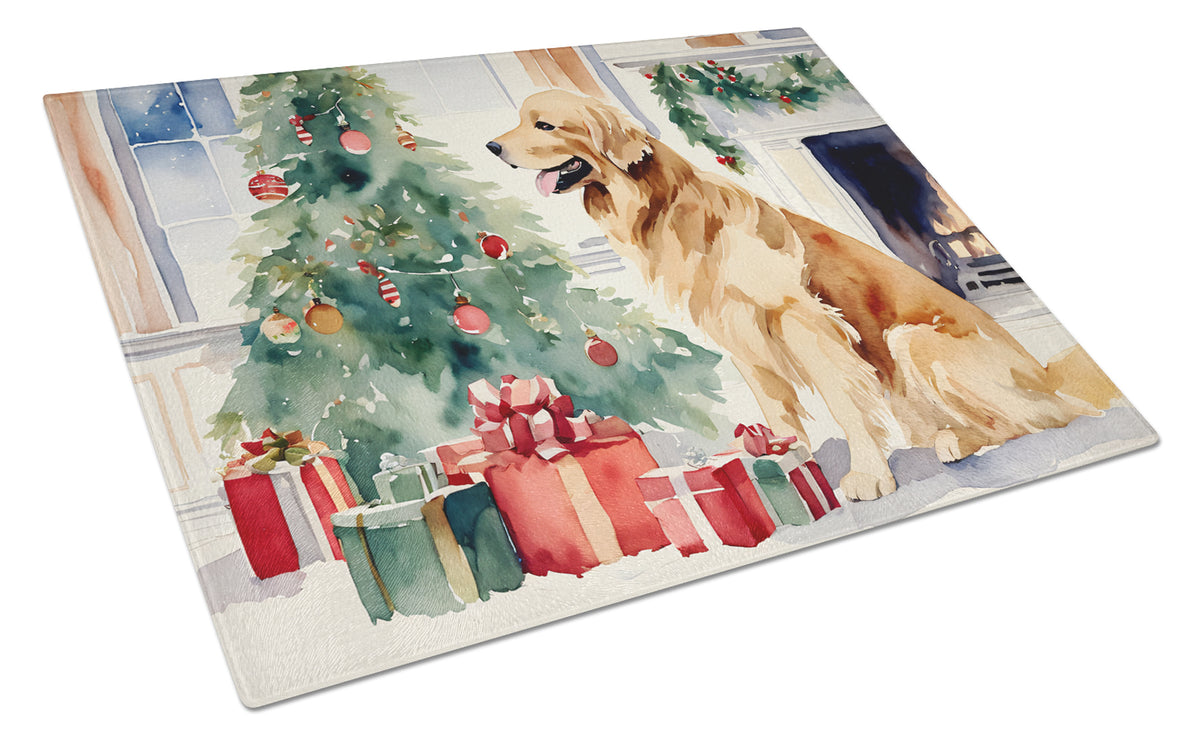 Buy this Golden Retriever Cozy Christmas Glass Cutting Board Large