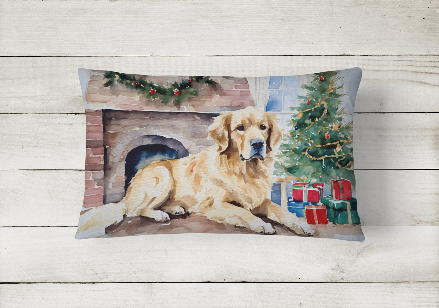 Buy this Golden Retriever Cozy Christmas Throw Pillow