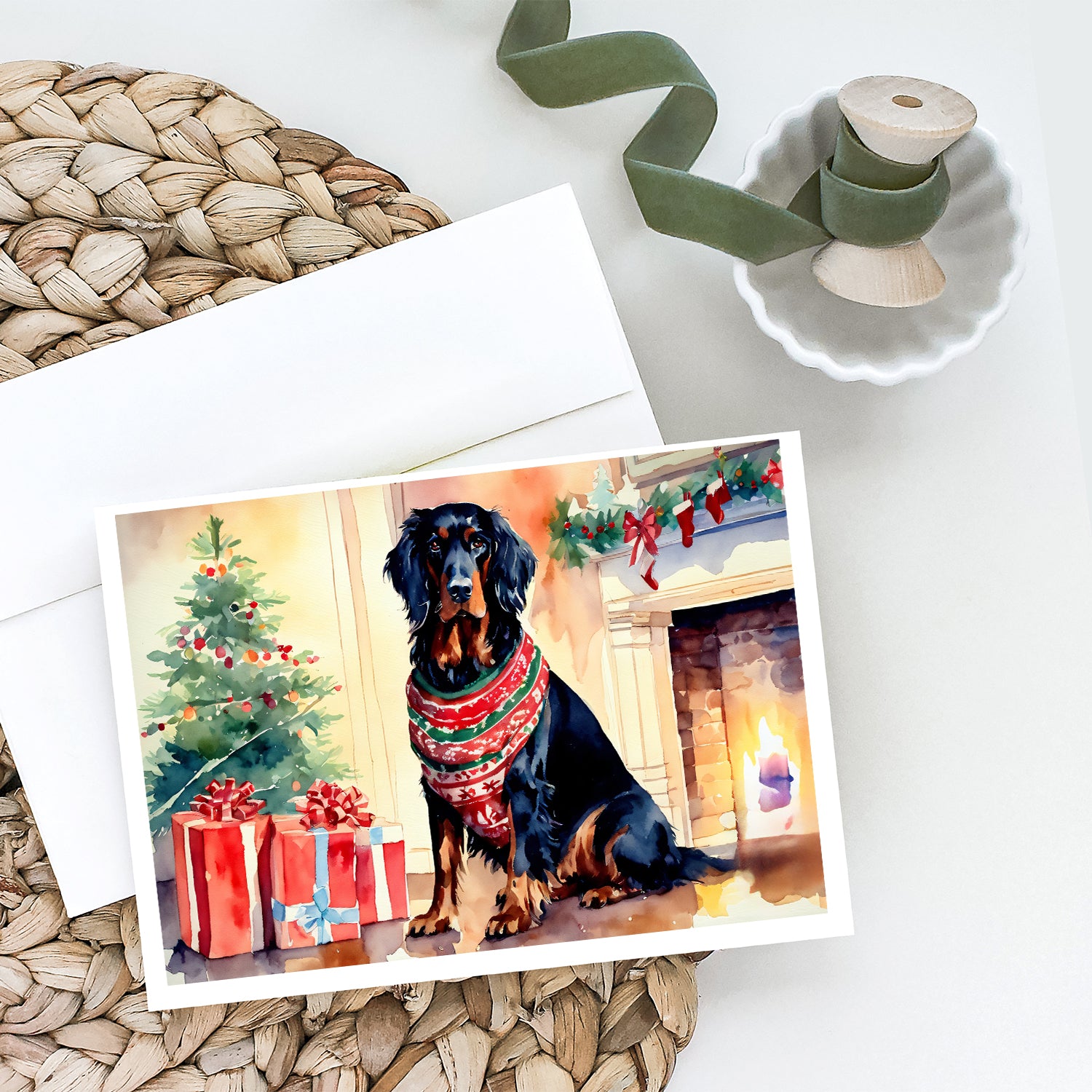 Gordon Setter Cozy Christmas Greeting Cards Pack of 8