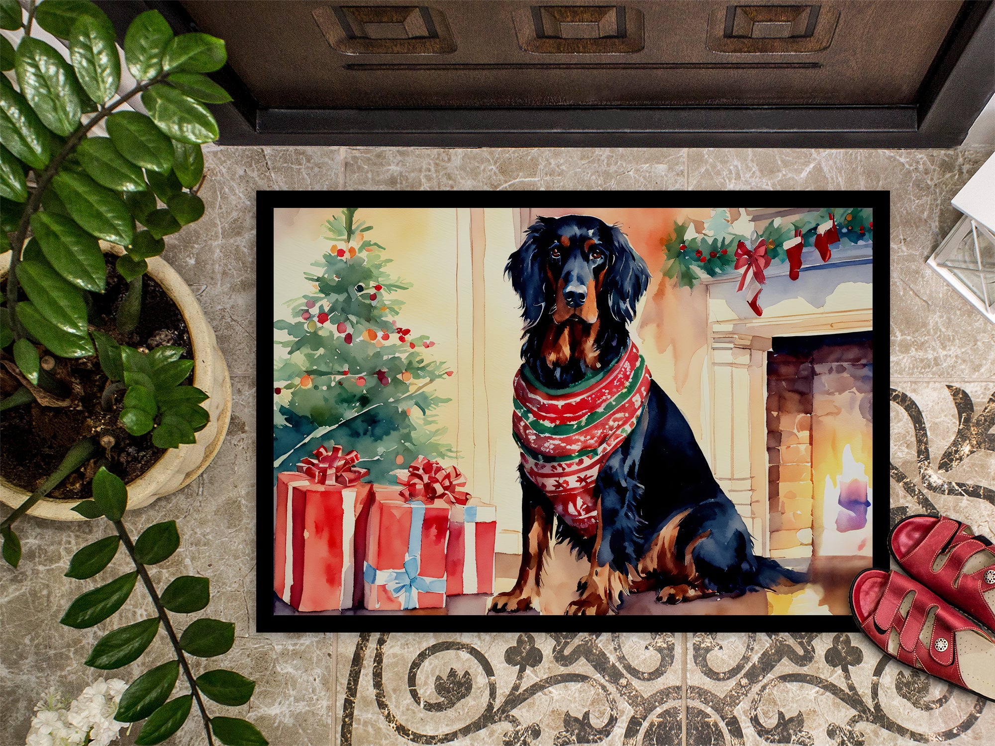 Gordon Setter Cozy Christmas Doormat