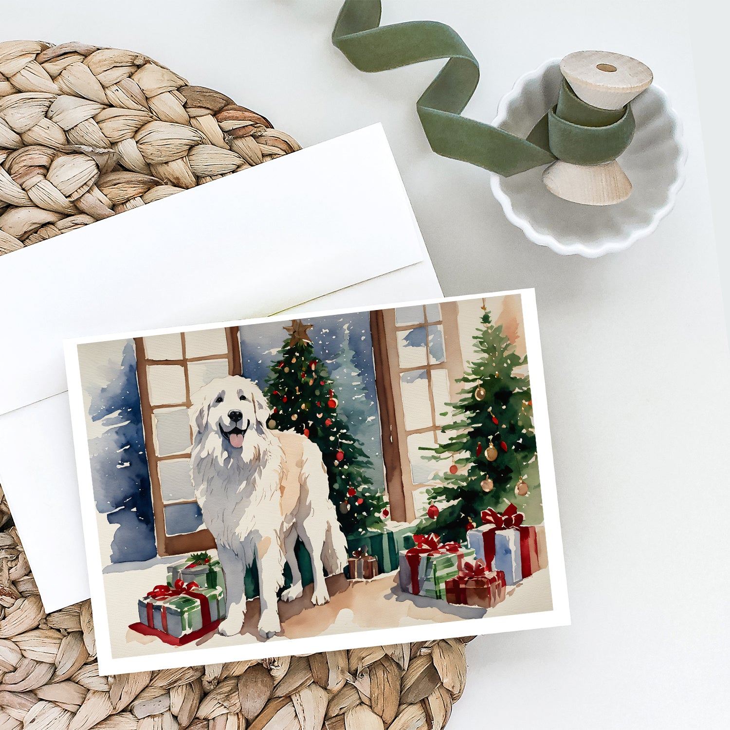 Great Pyrenees Cozy Christmas Greeting Cards Pack of 8