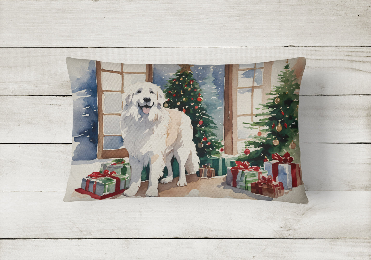 Great Pyrenees Cozy Christmas Throw Pillow