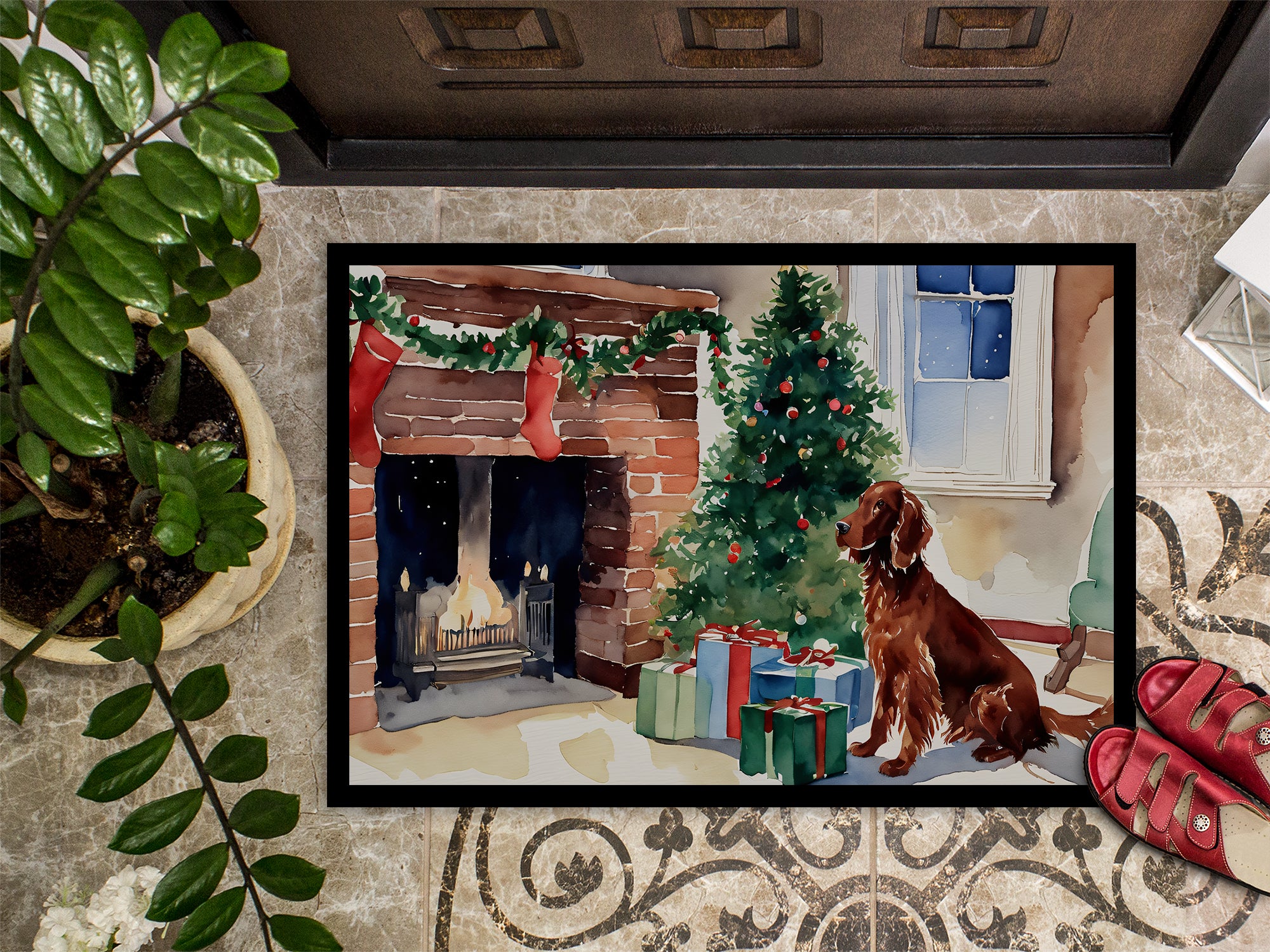 Irish Setter Cozy Christmas Doormat
