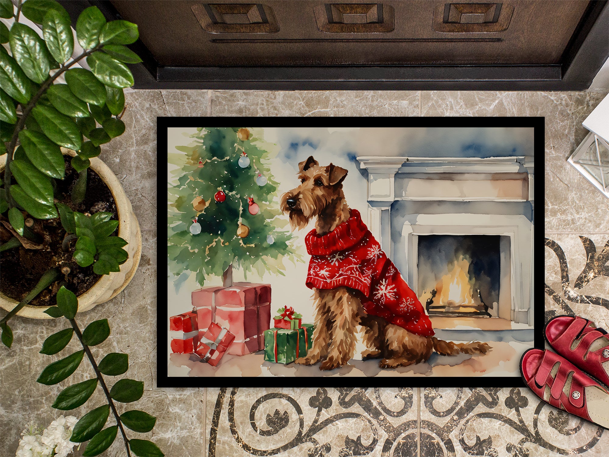 Irish Terrier Cozy Christmas Doormat
