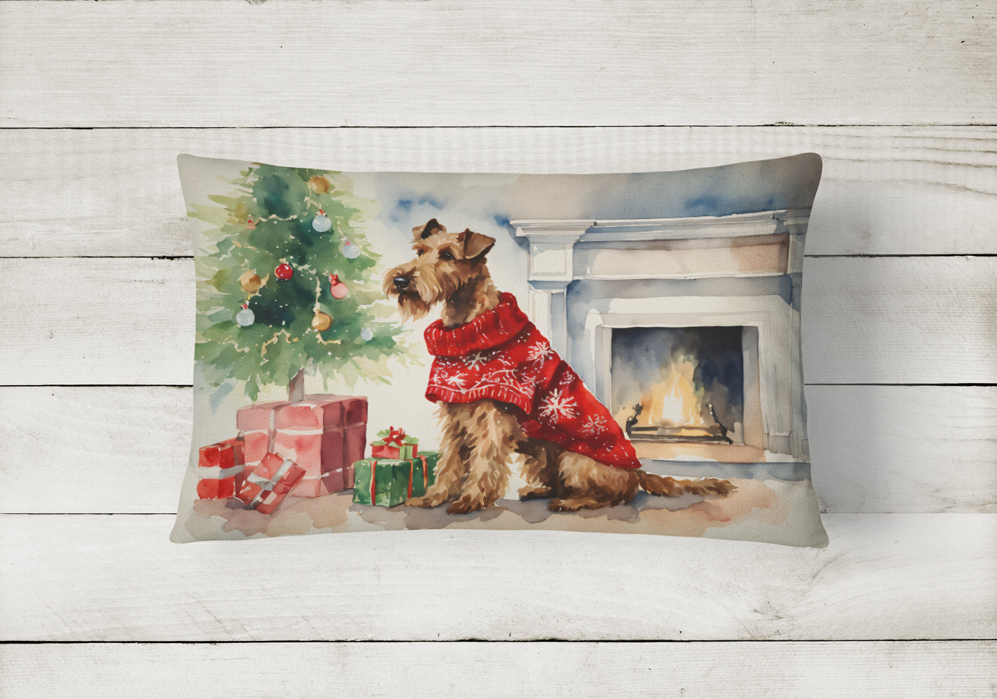 Irish Terrier Cozy Christmas Throw Pillow