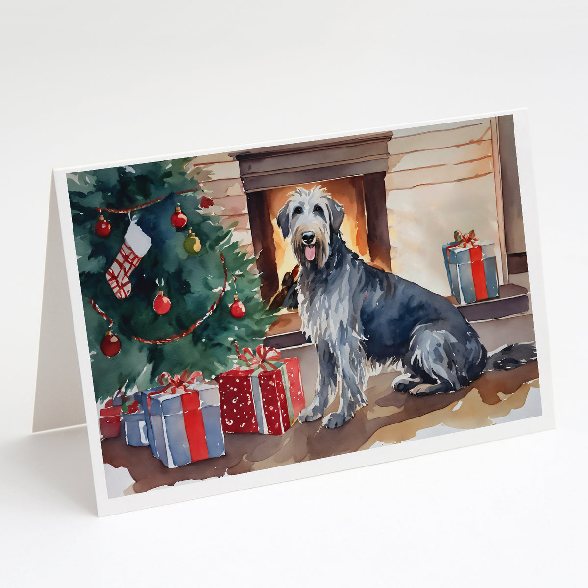 Buy this Irish Wolfhound Cozy Christmas Greeting Cards Pack of 8