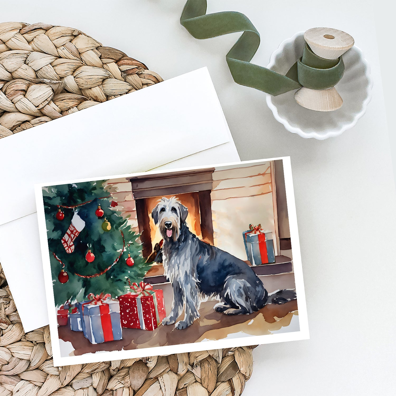 Irish Wolfhound Cozy Christmas Greeting Cards Pack of 8