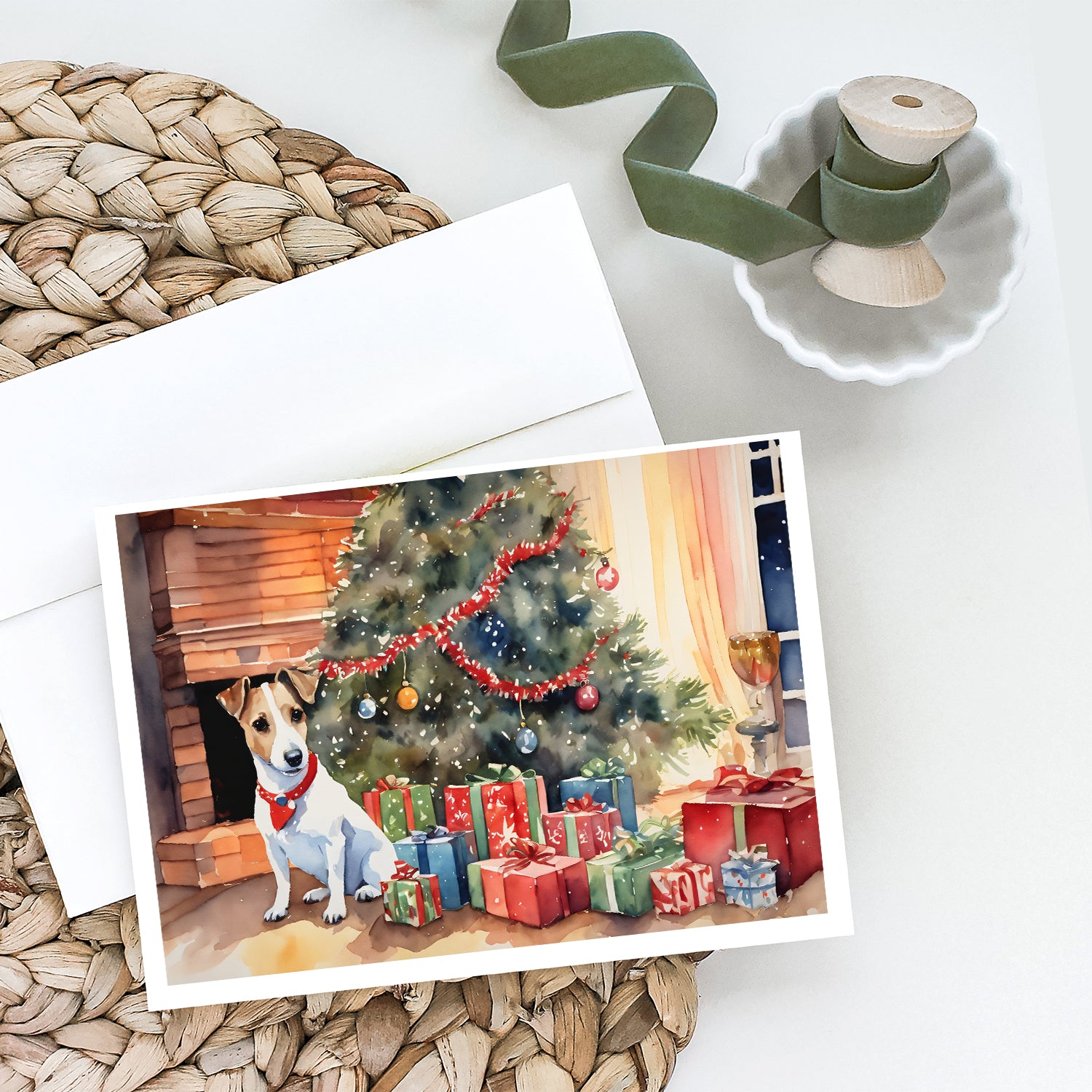 Jack Russell Terrier Cozy Christmas Greeting Cards Pack of 8