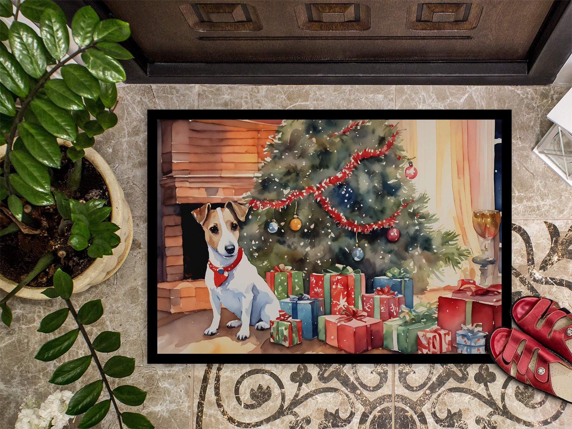 Jack Russell Terrier Cozy Christmas Doormat