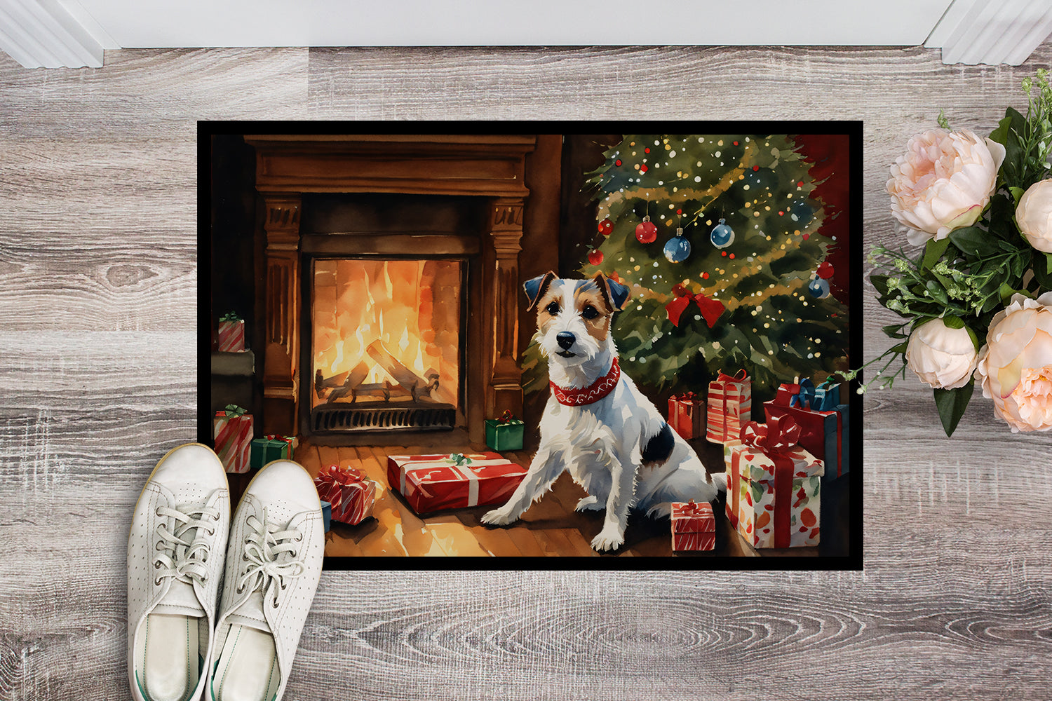 Jack Russell Terrier Cozy Christmas Doormat