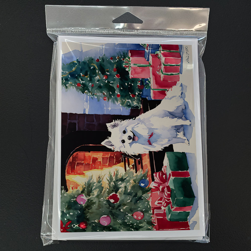 Japanese Spitz Cozy Christmas Greeting Cards Pack of 8