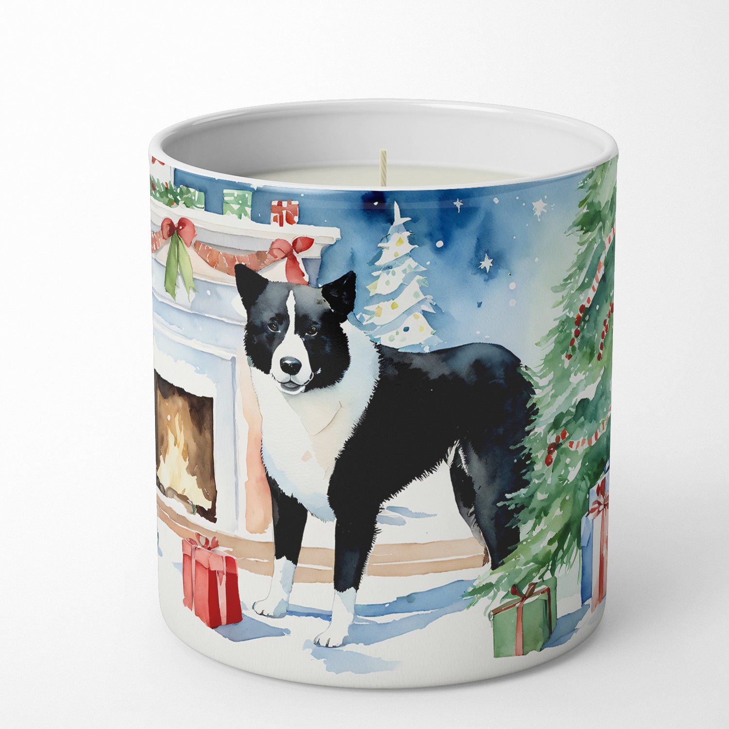 Karelian Bear Dog Cozy Christmas Decorative Soy Candle