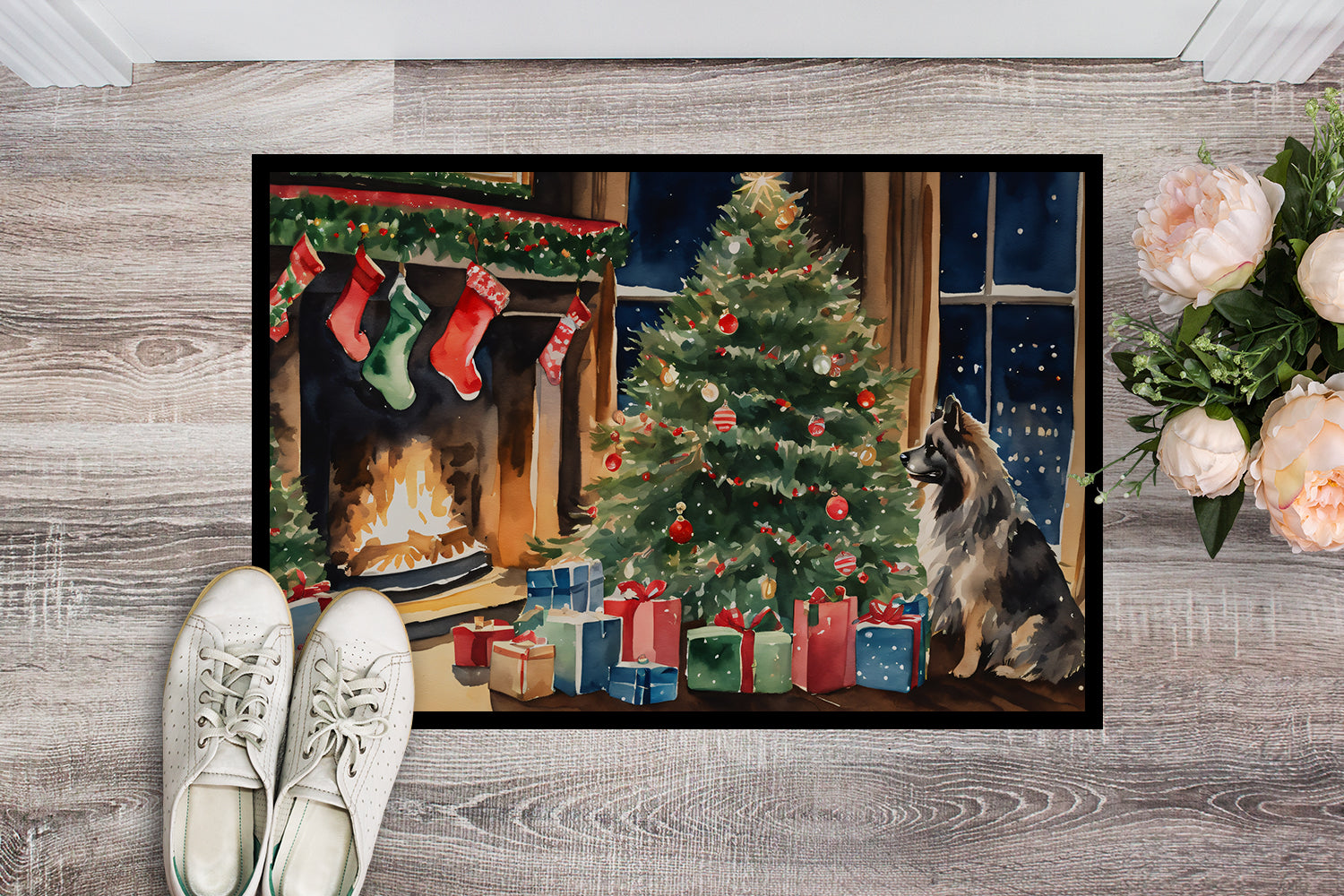 Keeshond Cozy Christmas Doormat