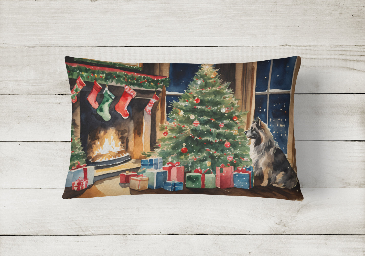Buy this Keeshond Cozy Christmas Throw Pillow