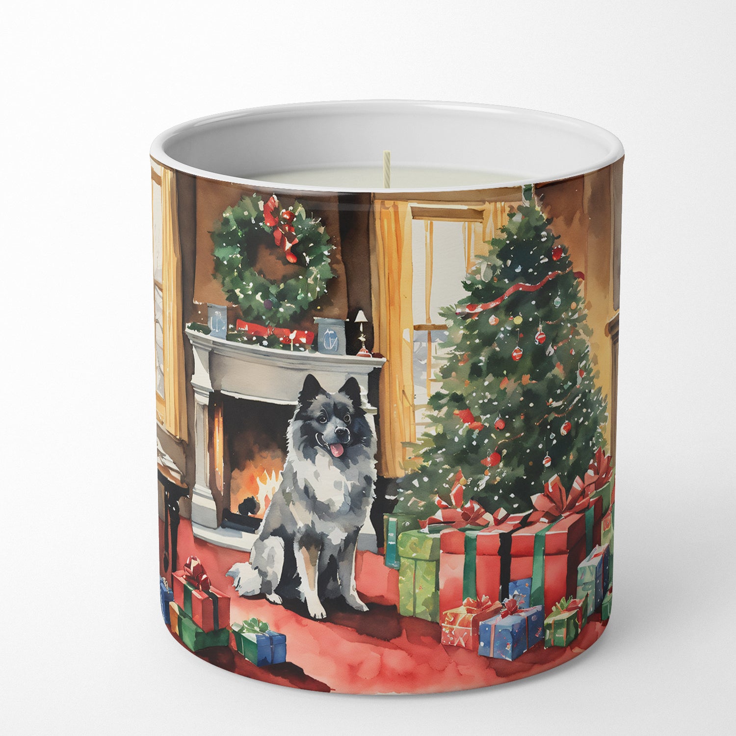 Buy this Keeshond Cozy Christmas Decorative Soy Candle