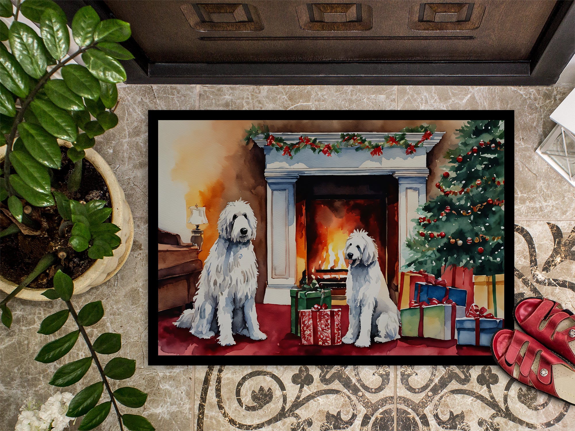 Komondor Cozy Christmas Doormat