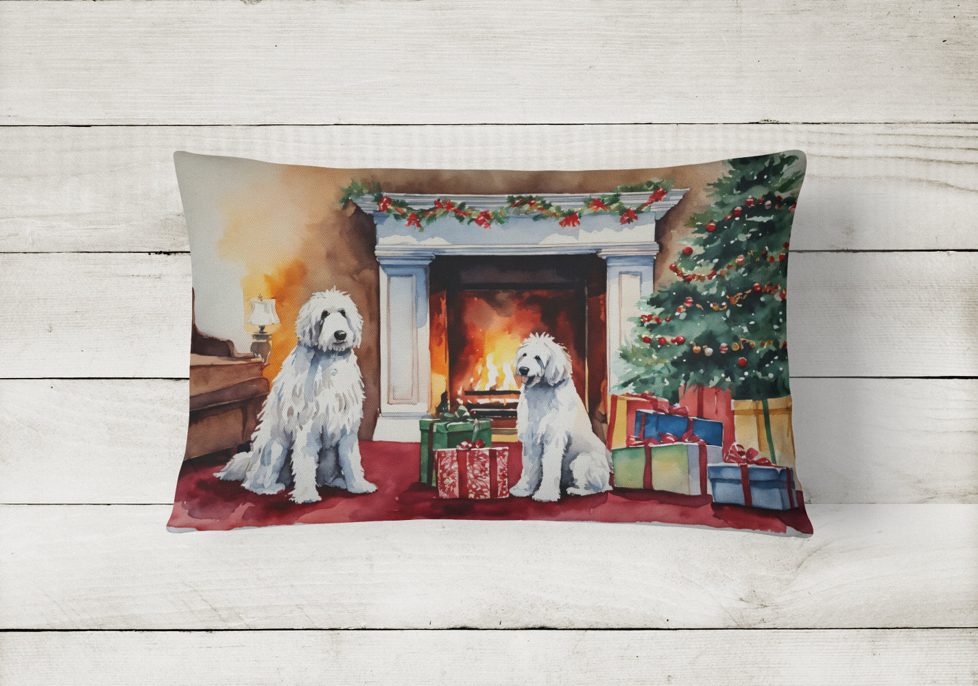 Komondor Cozy Christmas Throw Pillow