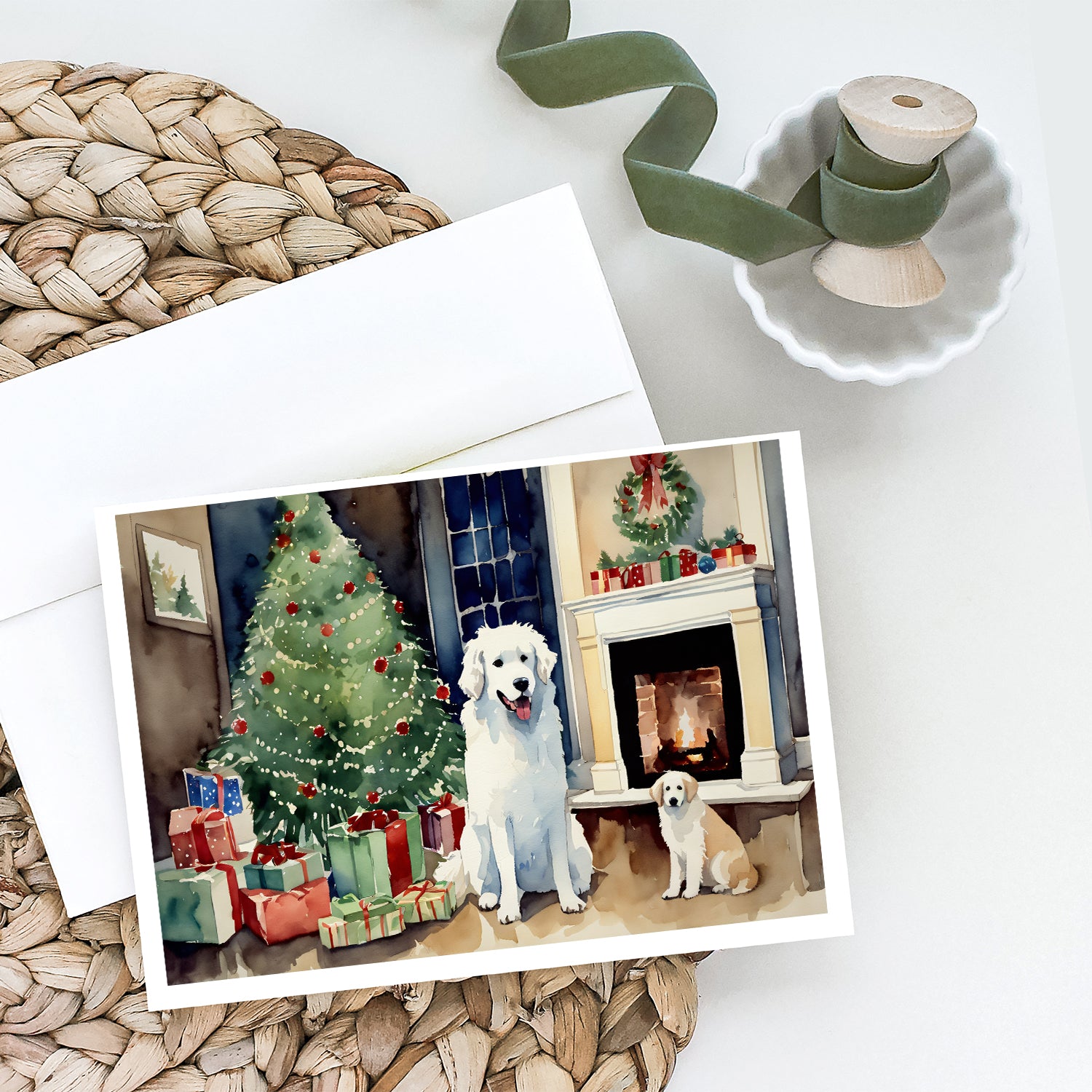 Buy this Kuvasz Cozy Christmas Greeting Cards Pack of 8