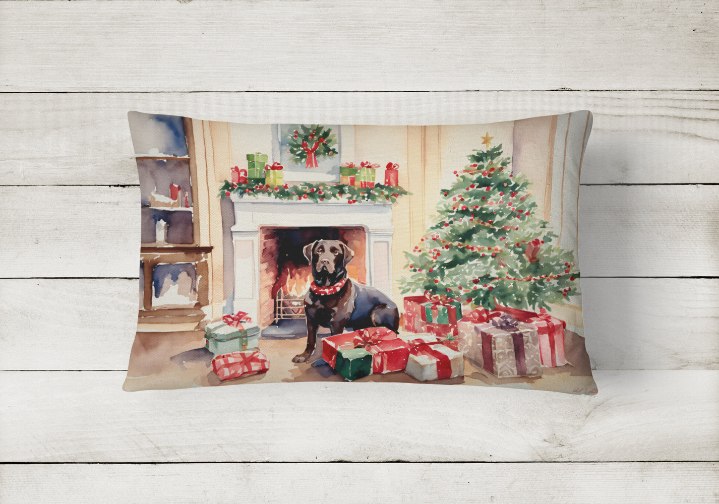 Labrador Retriever Cozy Christmas Throw Pillow