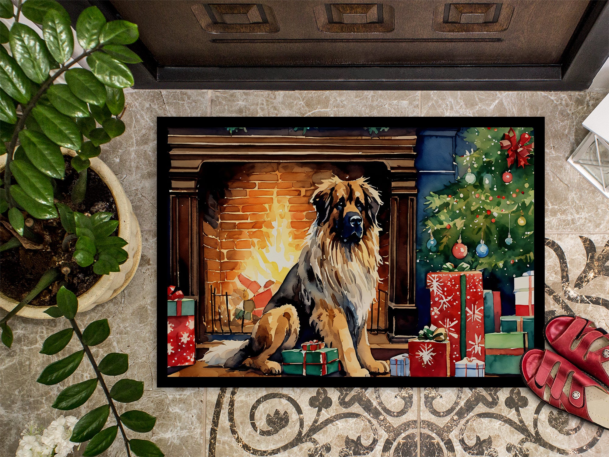 Leonberger Cozy Christmas Doormat