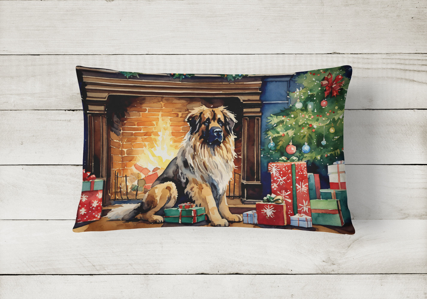 Leonberger Cozy Christmas Throw Pillow