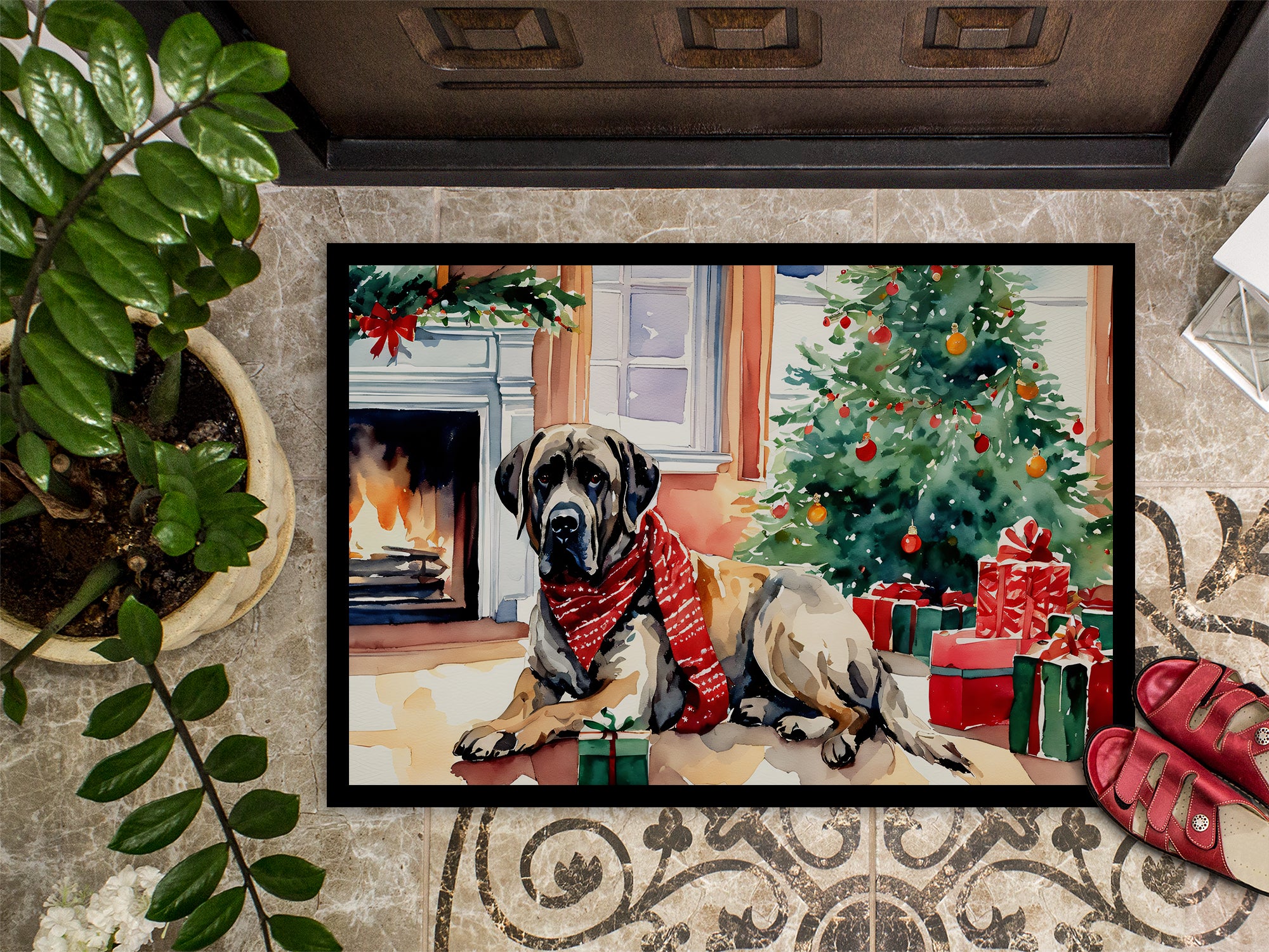 Mastiff Cozy Christmas Doormat