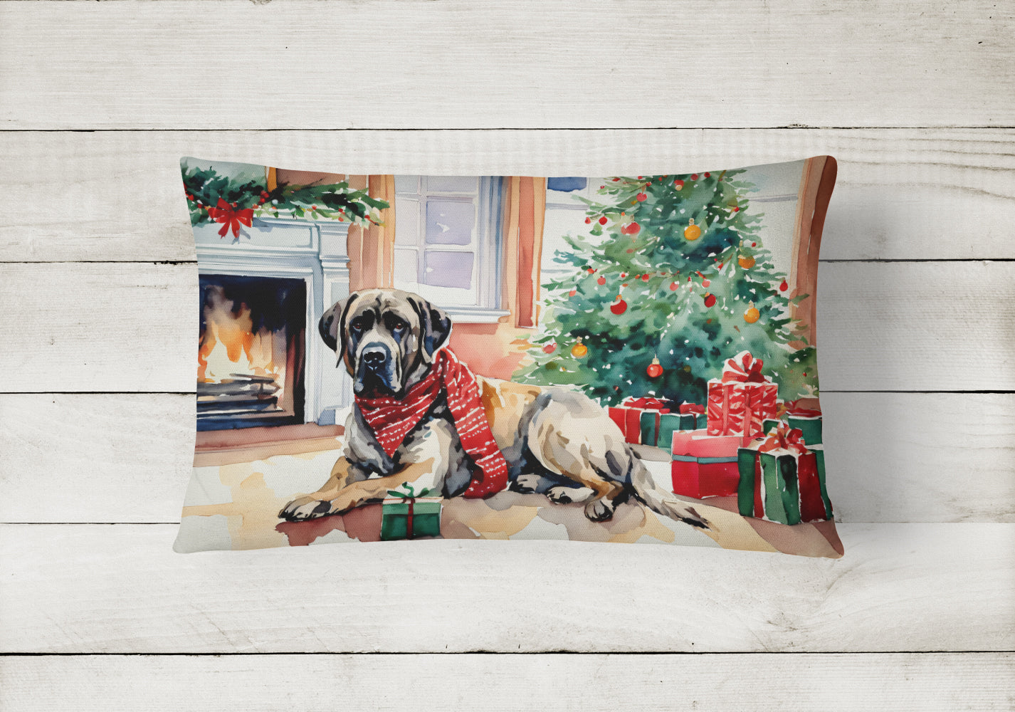 Mastiff Cozy Christmas Throw Pillow
