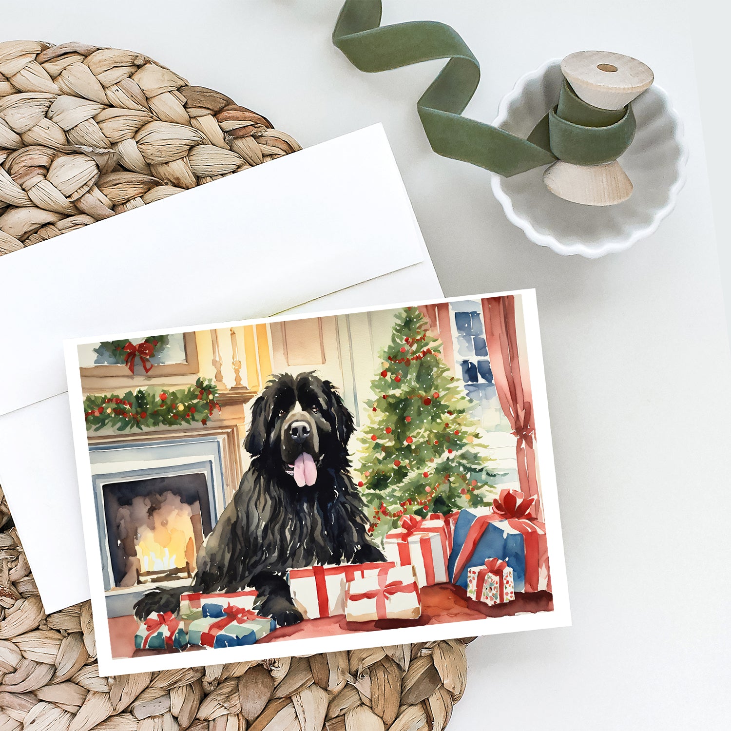 Newfoundland Cozy Christmas Greeting Cards Pack of 8