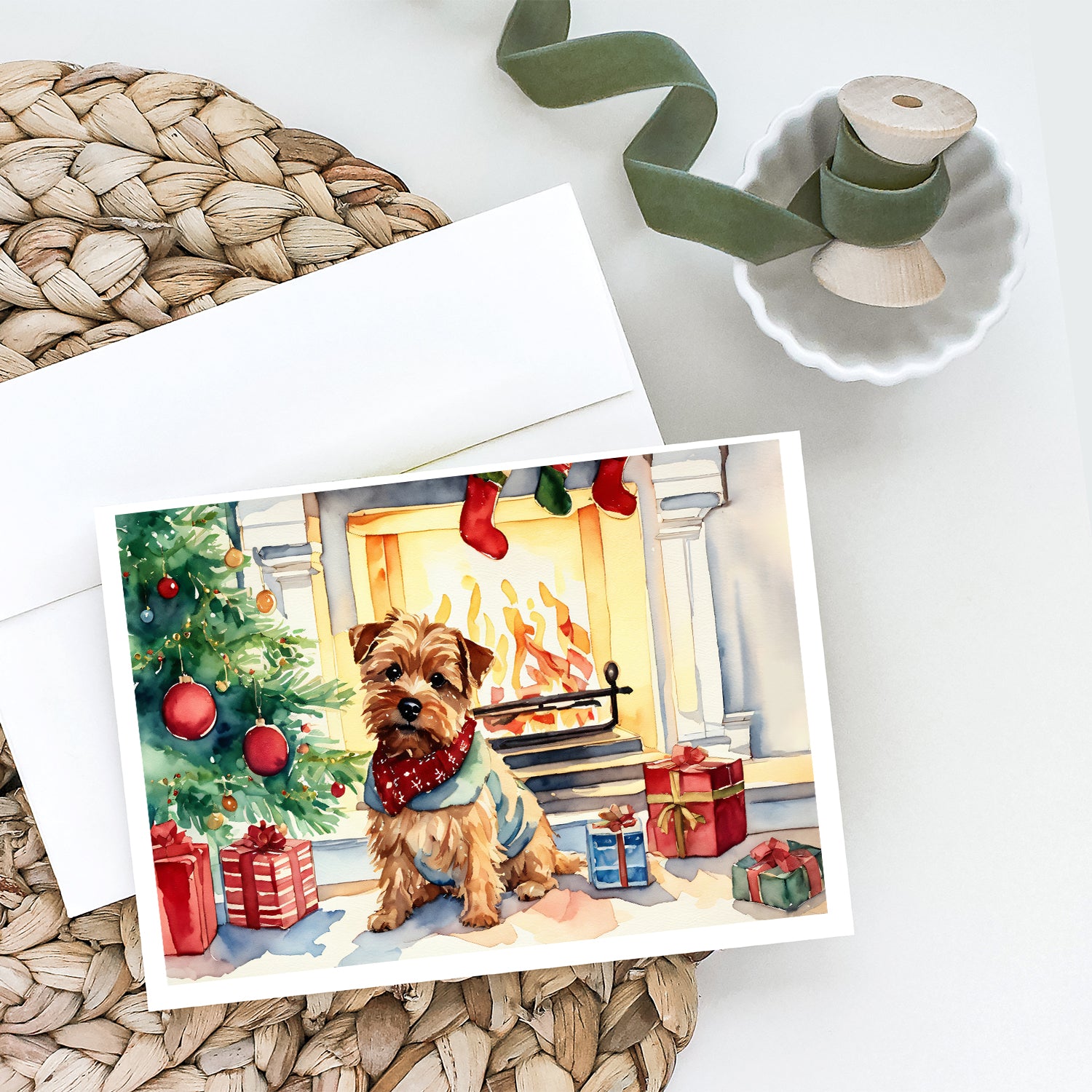 Norfolk Terrier Cozy Christmas Greeting Cards Pack of 8