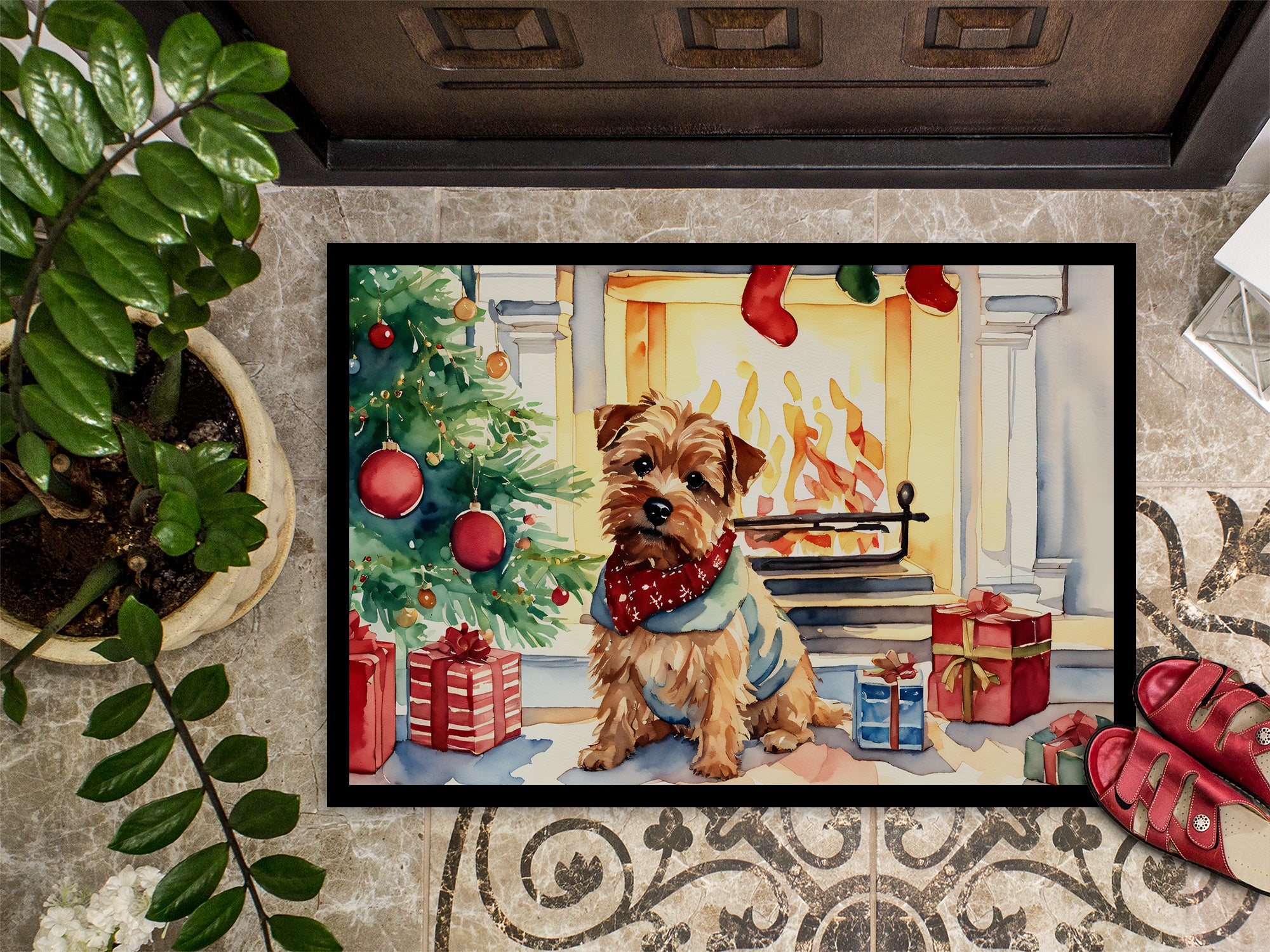 Norfolk Terrier Cozy Christmas Doormat