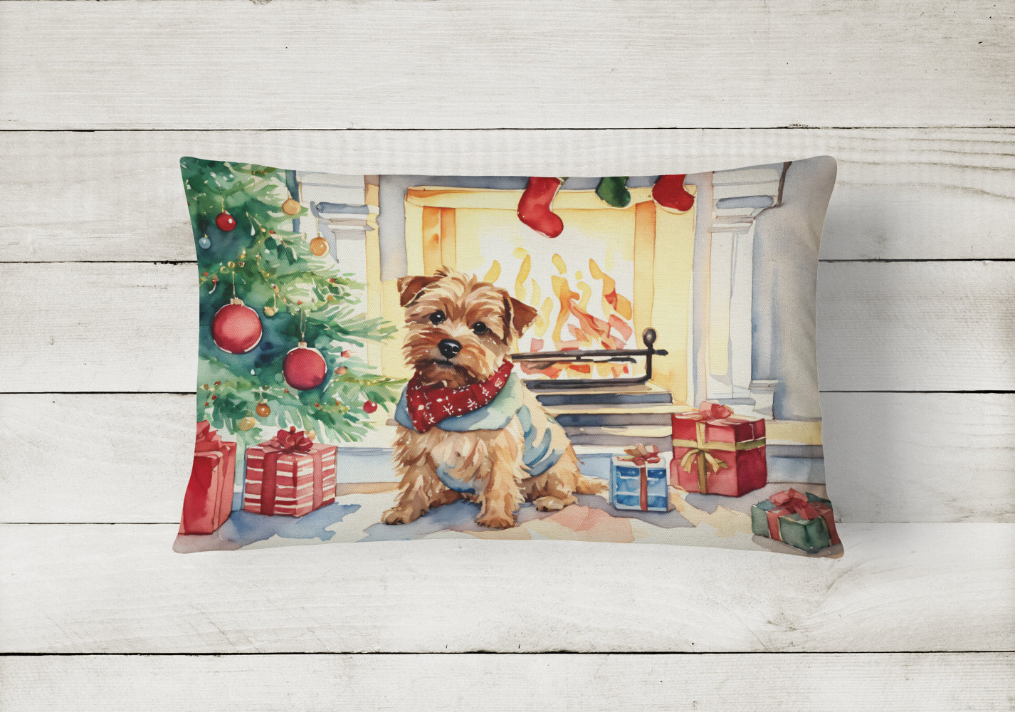 Norfolk Terrier Cozy Christmas Throw Pillow