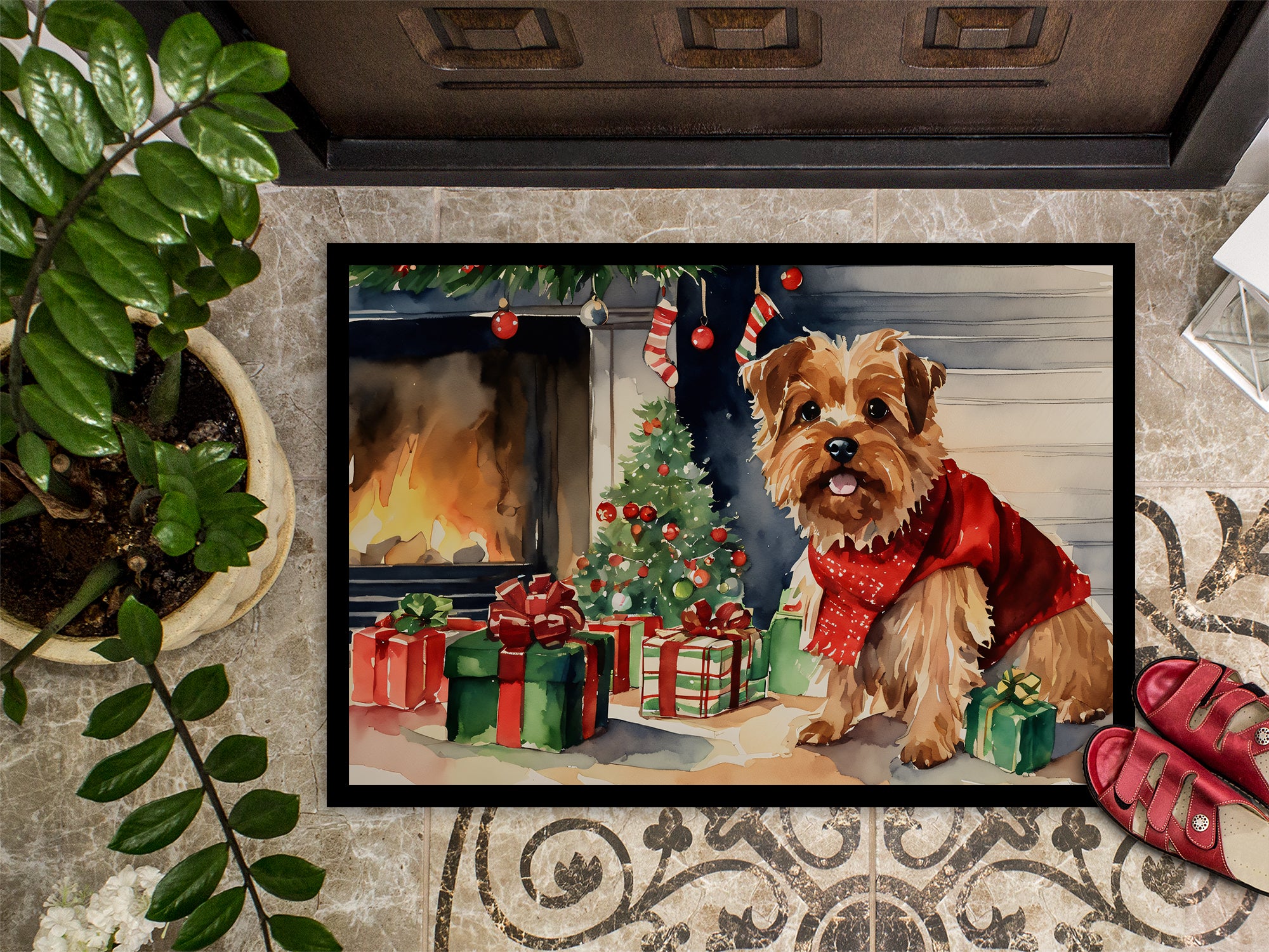 Norfolk Terrier Cozy Christmas Doormat