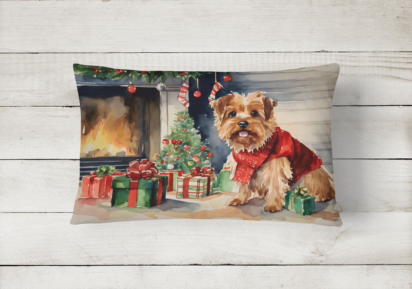 Norfolk Terrier Cozy Christmas Throw Pillow