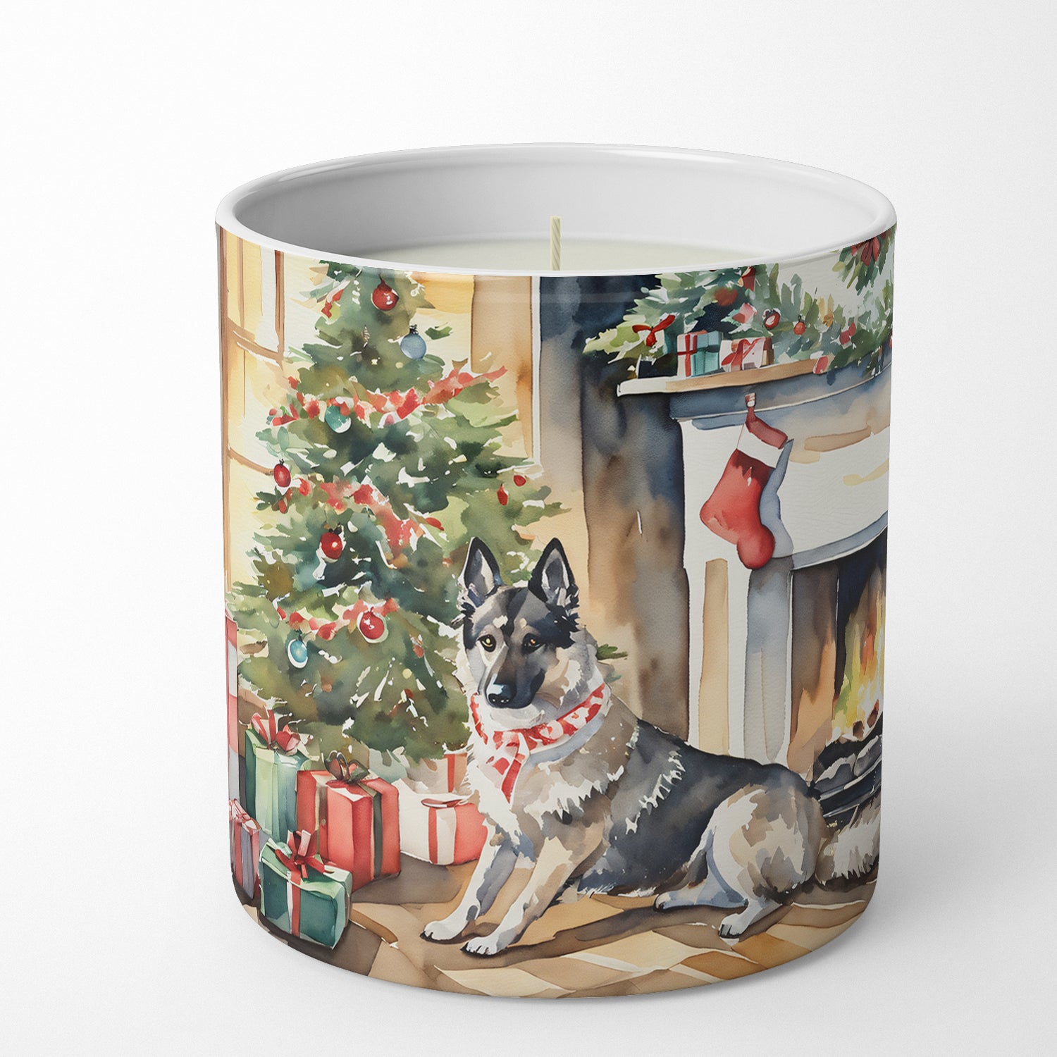 Norwegian Elkhound Cozy Christmas Decorative Soy Candle