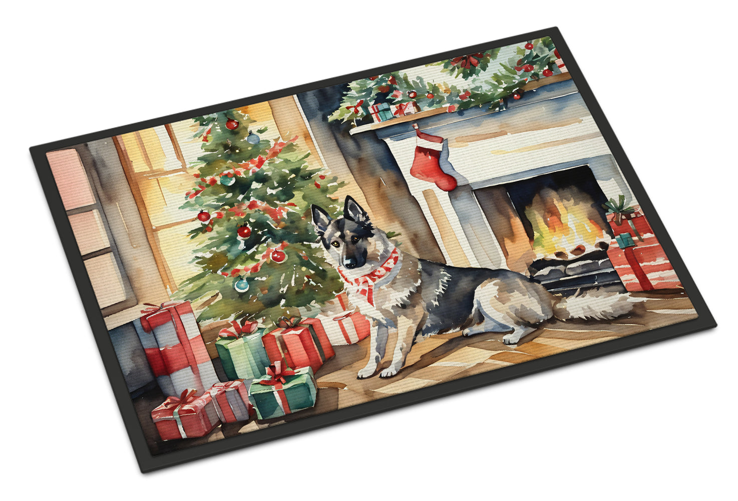 Buy this Norwegian Elkhound Cozy Christmas Doormat