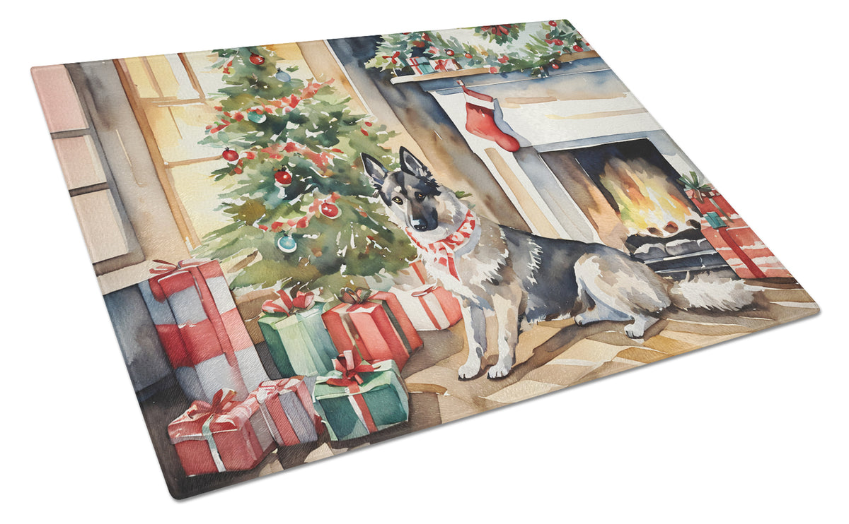 Buy this Norwegian Elkhound Cozy Christmas Glass Cutting Board Large