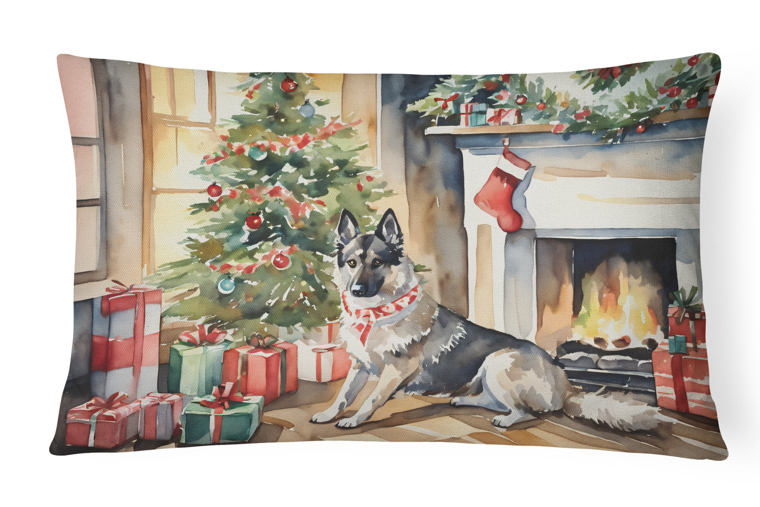 Buy this Norwegian Elkhound Cozy Christmas Throw Pillow