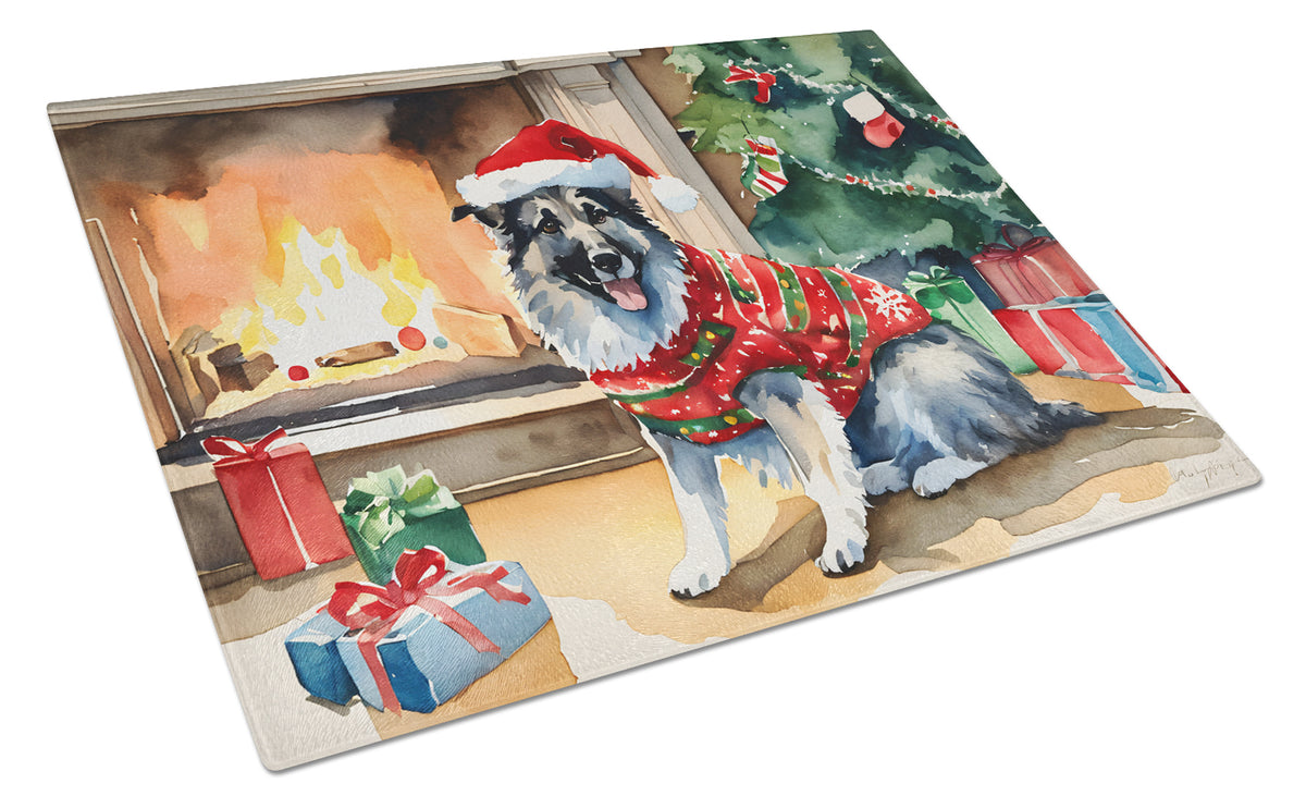 Buy this Norwegian Elkhound Cozy Christmas Glass Cutting Board Large