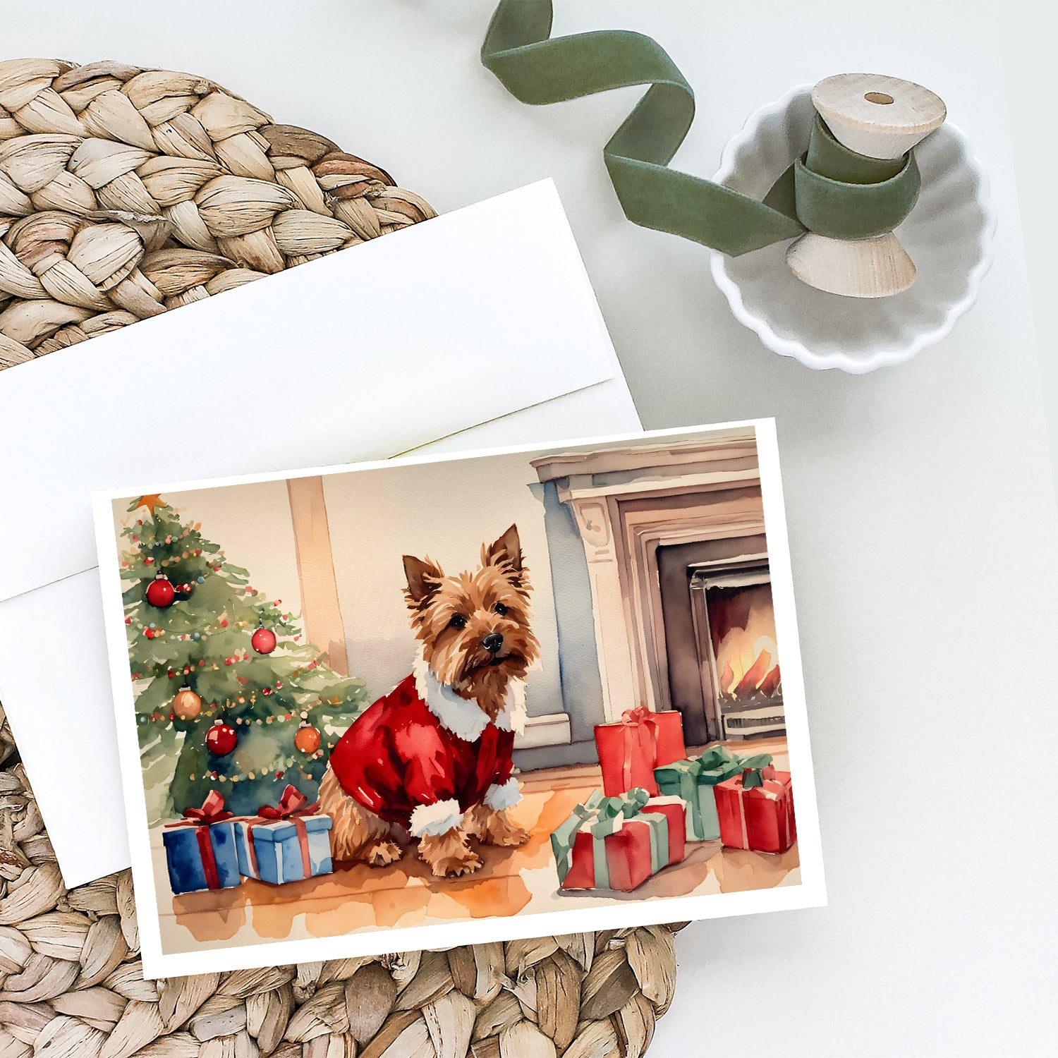 Norwich Terrier Cozy Christmas Greeting Cards Pack of 8