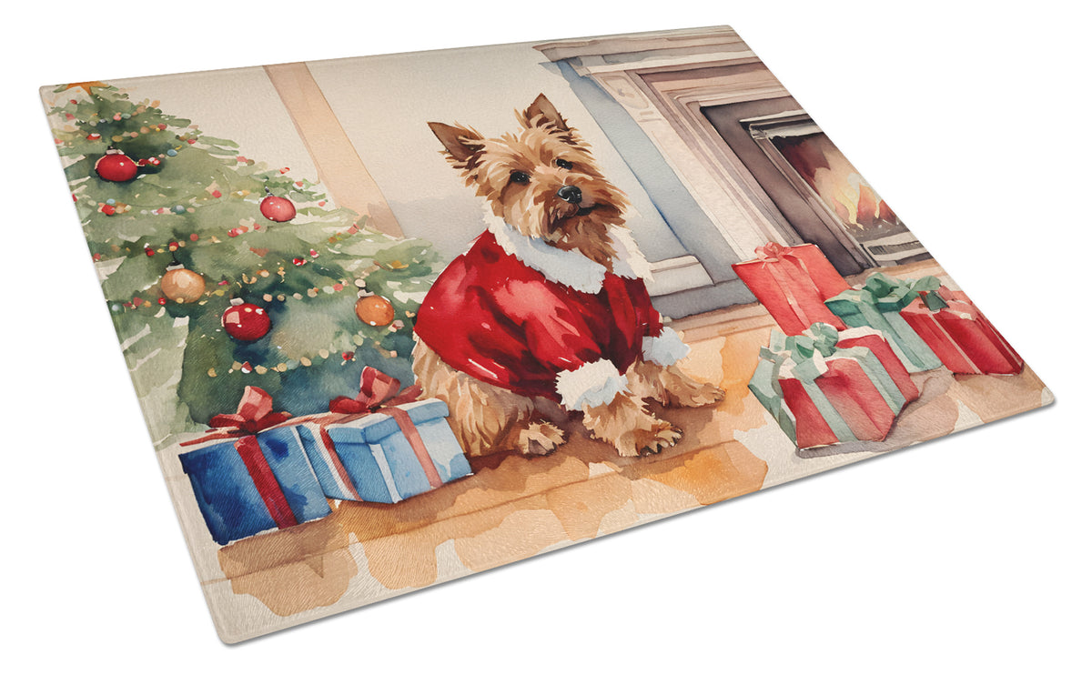 Buy this Norwich Terrier Cozy Christmas Glass Cutting Board Large