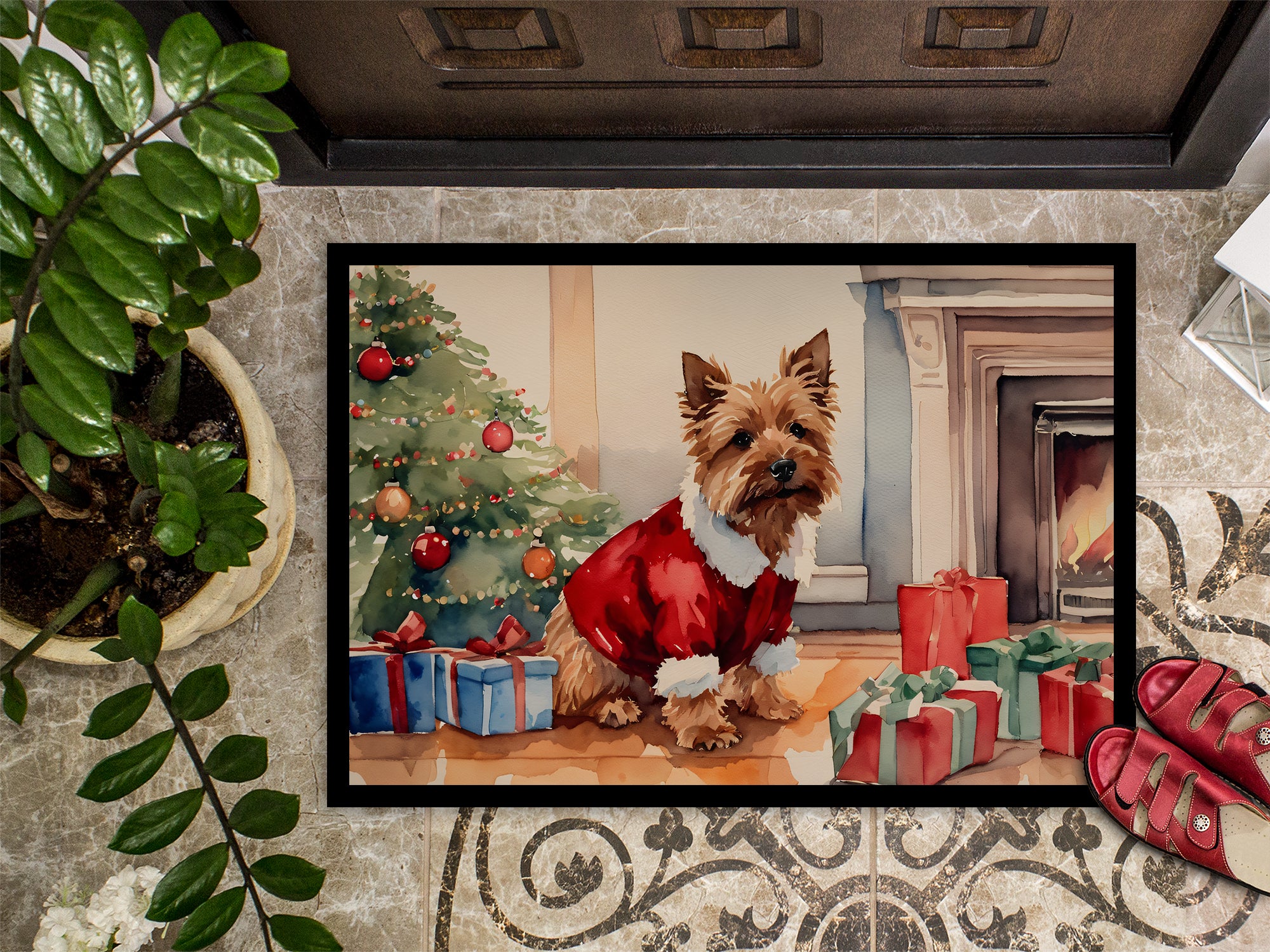 Norwich Terrier Cozy Christmas Doormat