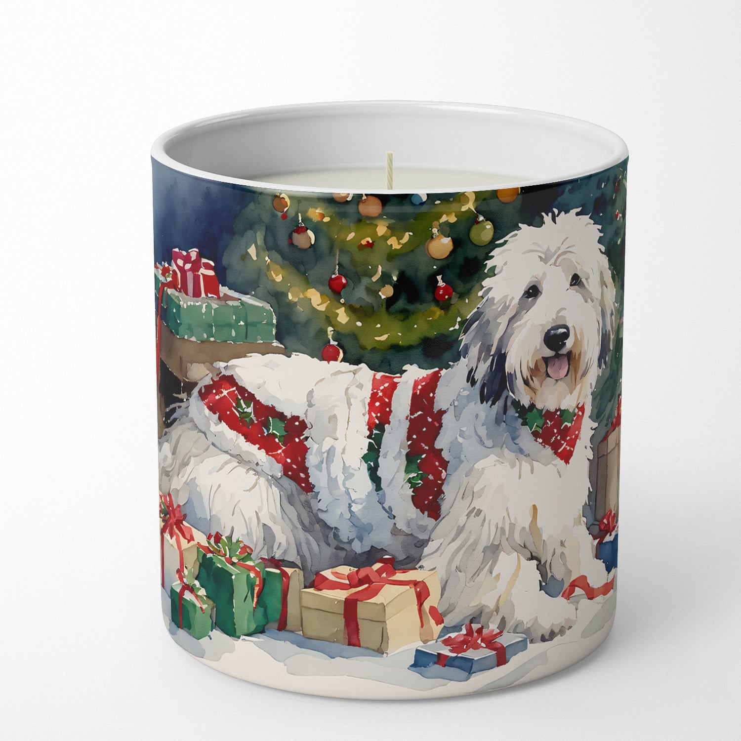 Old English Sheepdog Cozy Christmas Decorative Soy Candle