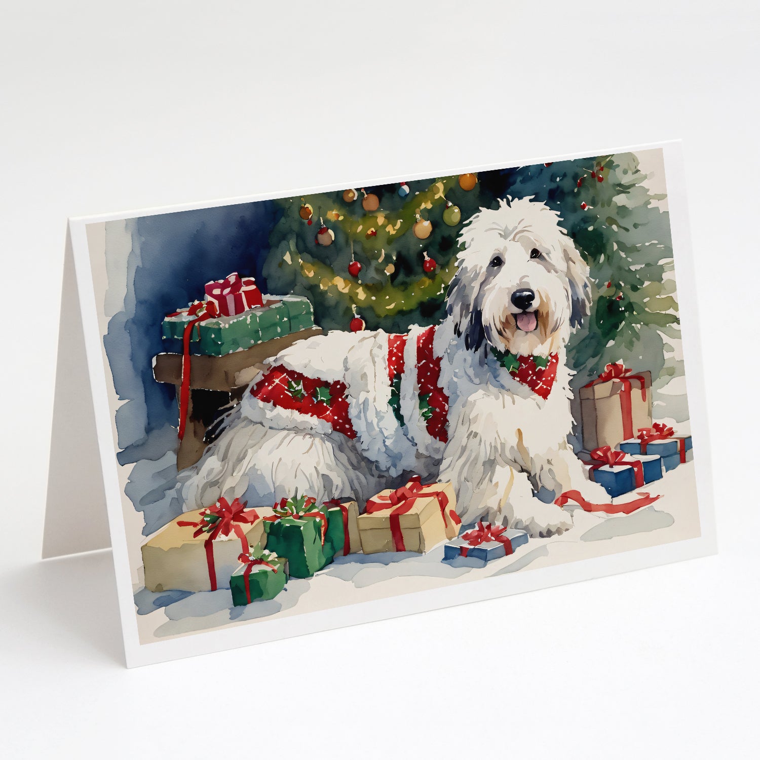 Buy this Old English Sheepdog Cozy Christmas Greeting Cards Pack of 8