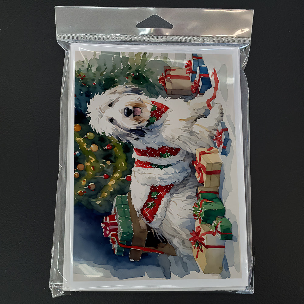 Old English Sheepdog Cozy Christmas Greeting Cards Pack of 8
