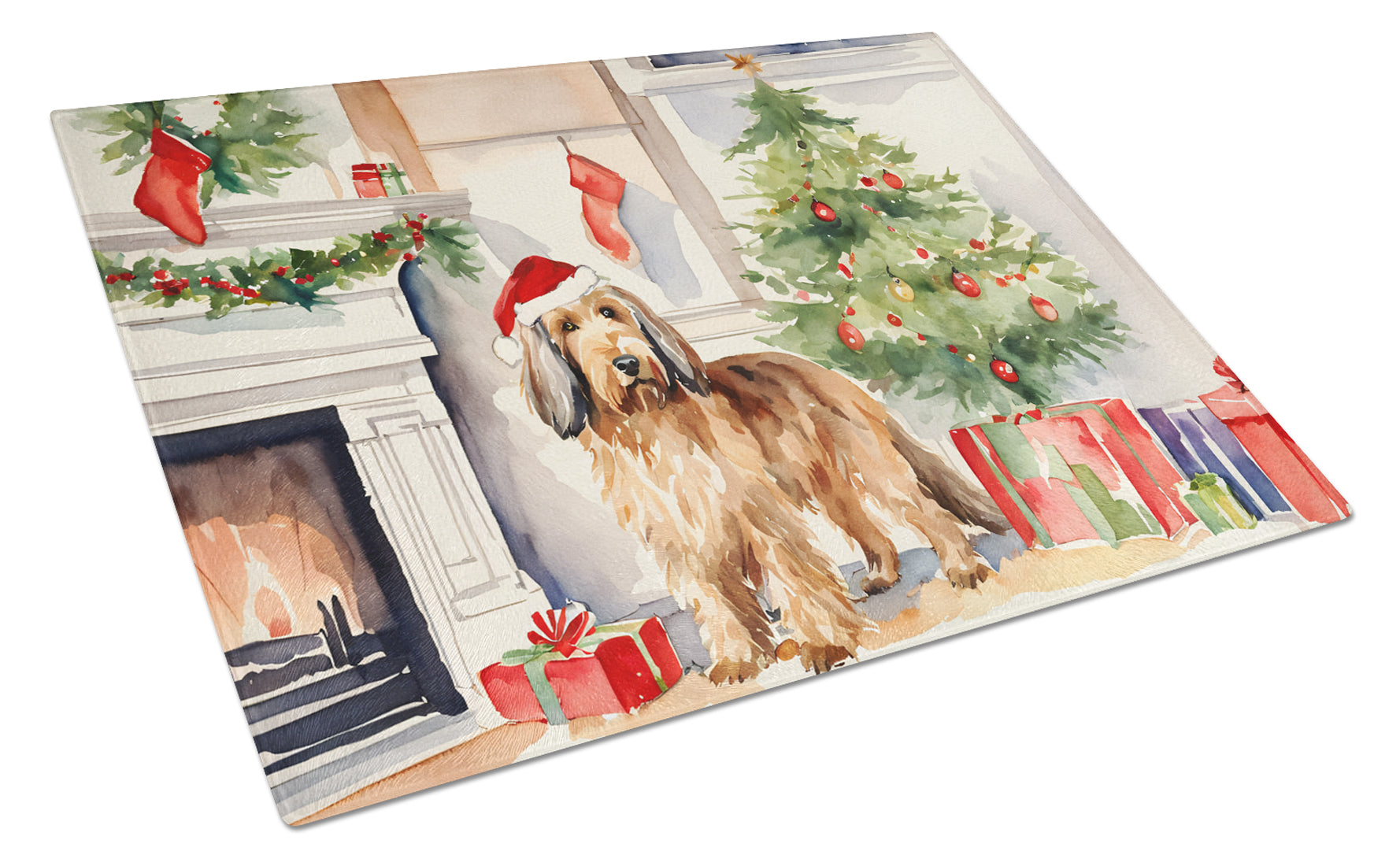 Buy this Otterhound Cozy Christmas Glass Cutting Board Large