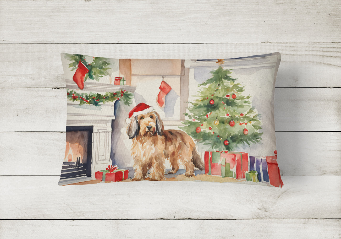 Otterhound Cozy Christmas Throw Pillow